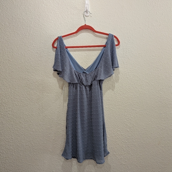 Swiss Dot Flutter Sleeve Mini Dress Altar’d State Blue NWT Size S Coquette Girly - Picture 6 of 9